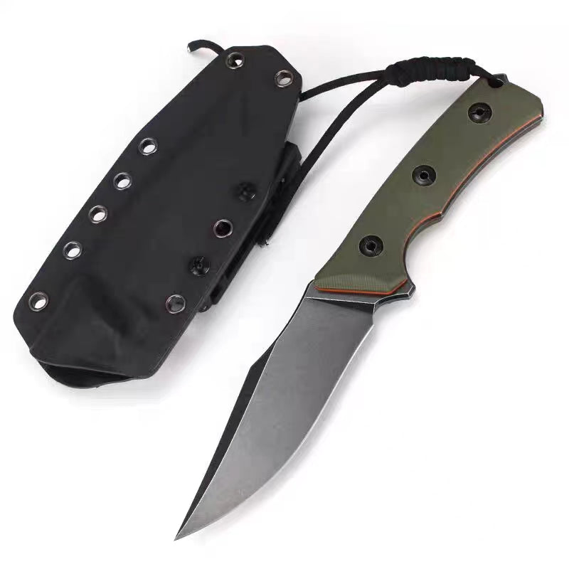 A-TEN INDEED New Outdoor Fixed Blade Non-slip Handle Tactical Knife Camping Safety Knife Made of Stainless Steel