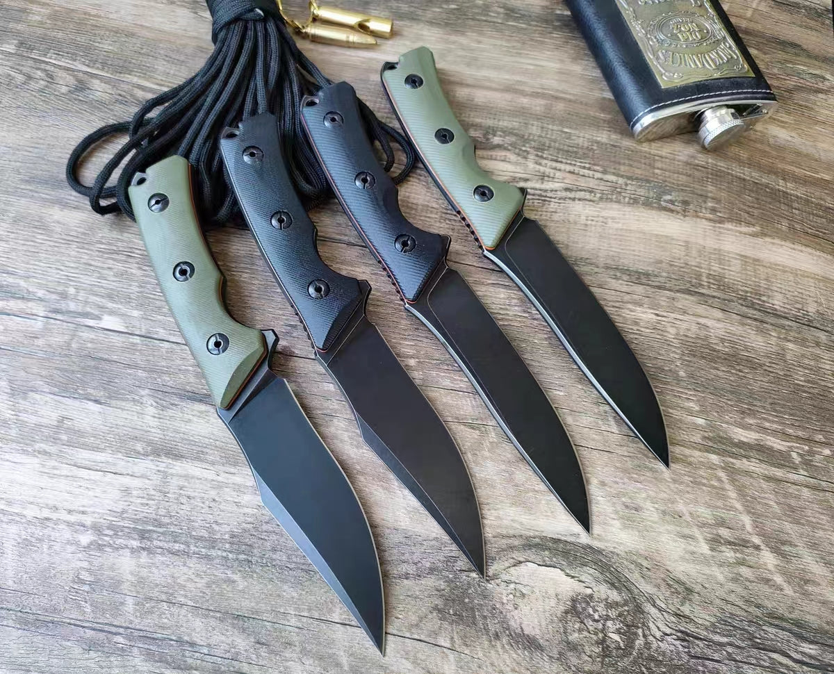 A-TEN INDEED New Outdoor Fixed Blade Non-slip Handle Tactical Knife Camping Safety Knife Made of Stainless Steel